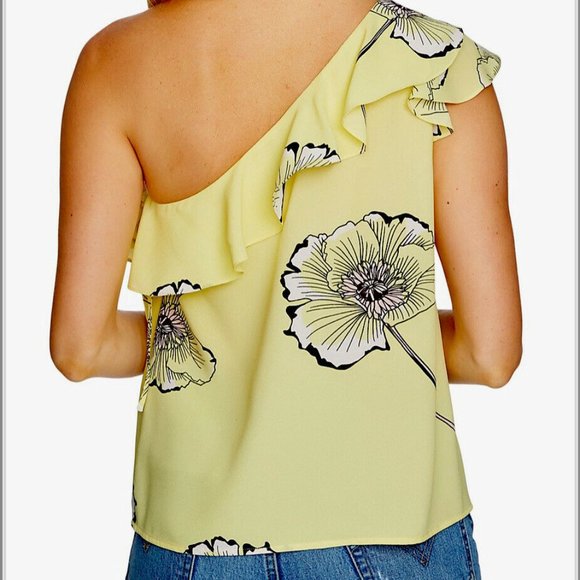 1 State Yellow Floral Off The Shoulder Top S - Picture 3 of 9